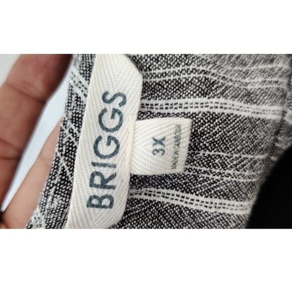 Briggs Linen Blend Tiered Dress Size 3X Striped Sleeveless Pockets Black White - Picture 4 of 5